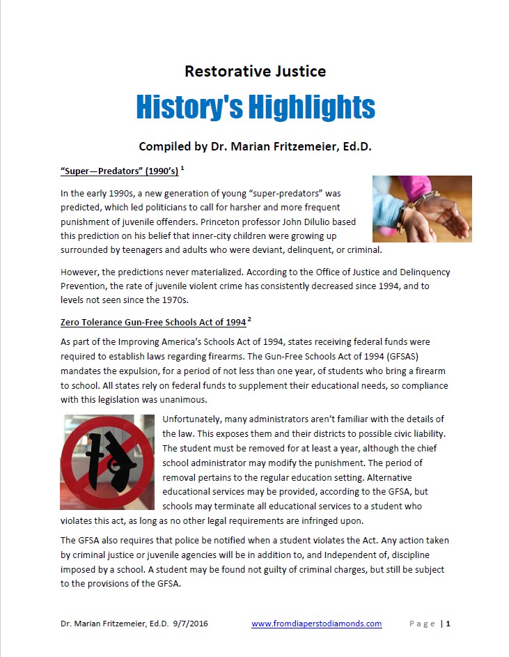 Restorative Justice History Highlights