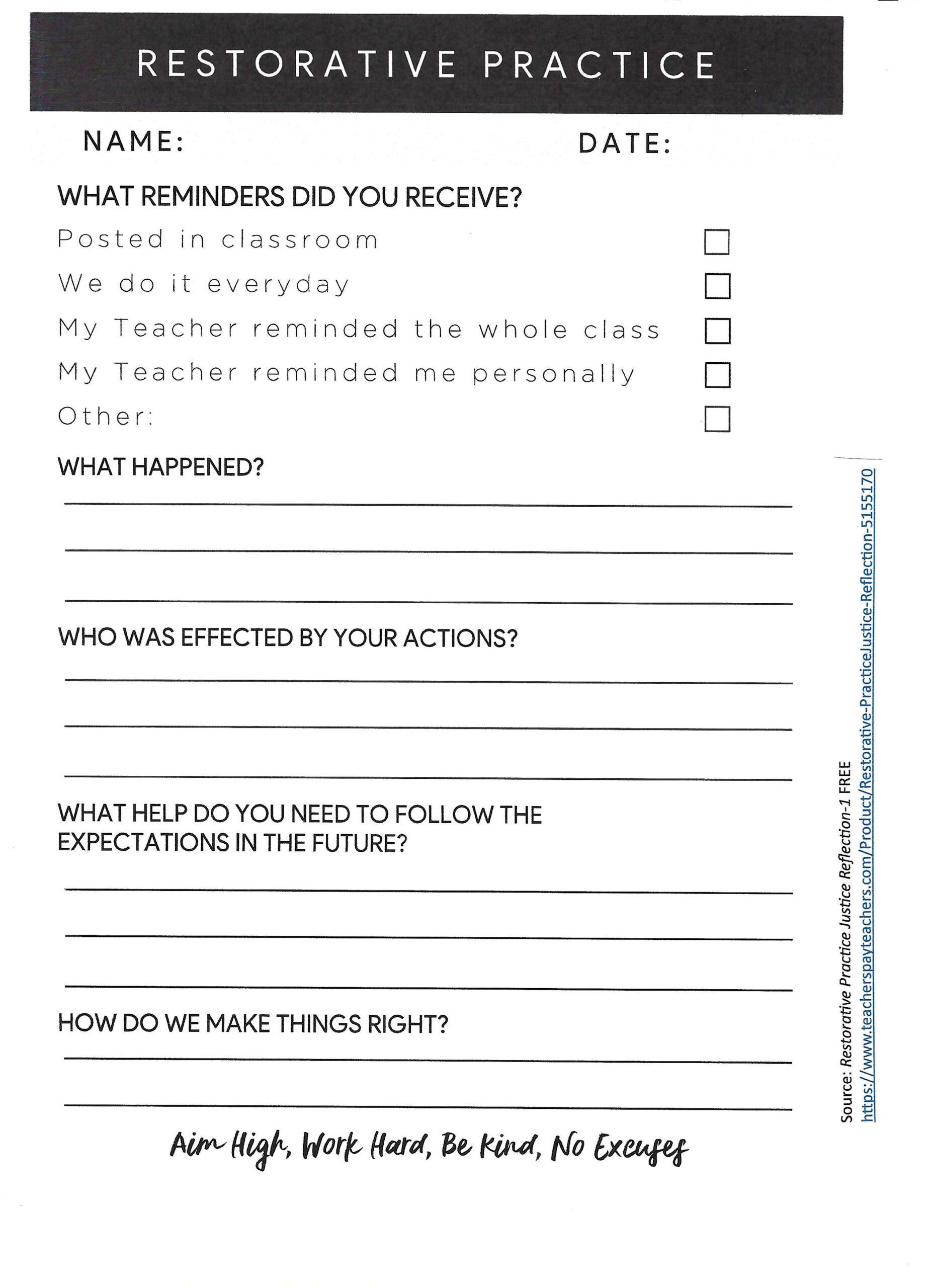 Think Sheets Intermediate Grades Archives - Gateway to Restorative ...