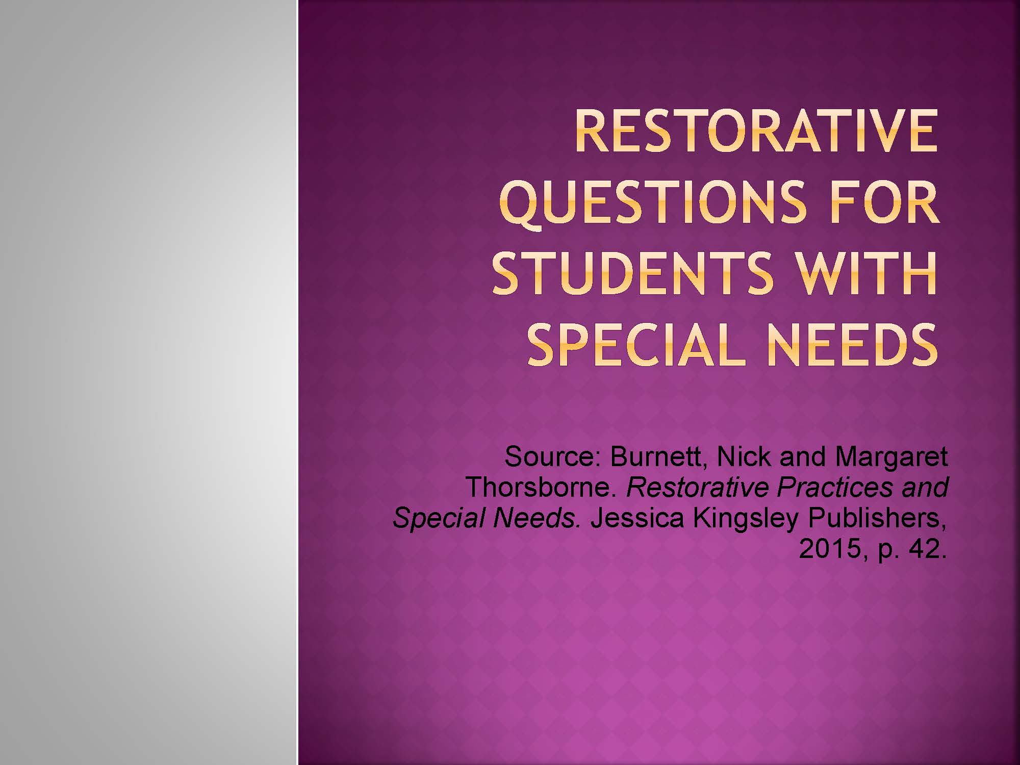 restorative questions for students with special needs