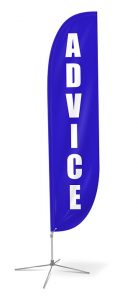 decorative image of a flag that says "advice"