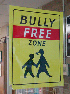 Decorative sign reading "bully free zone"