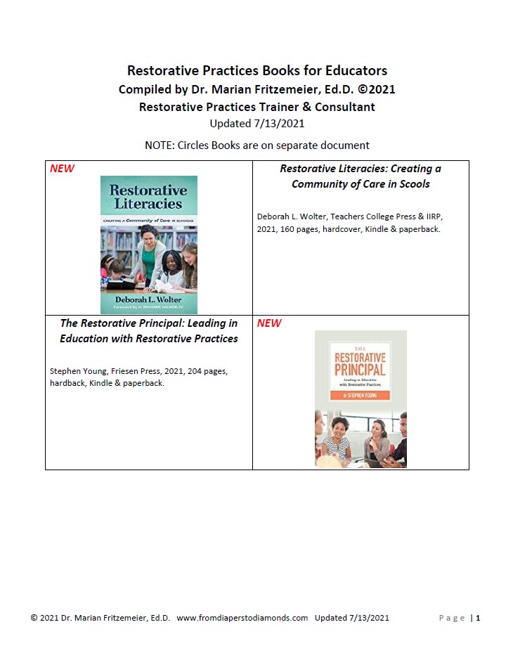 Restorative PRactices Books for Educators