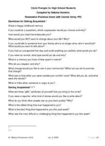 Restorative Practices Circles Prompts Archives - Gateway to Restorative ...