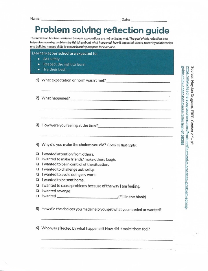 Think Sheets Intermediate Grades Archives - Gateway to Restorative ...