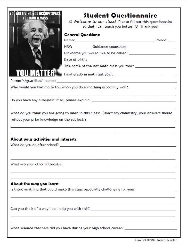 Student Questionnaire