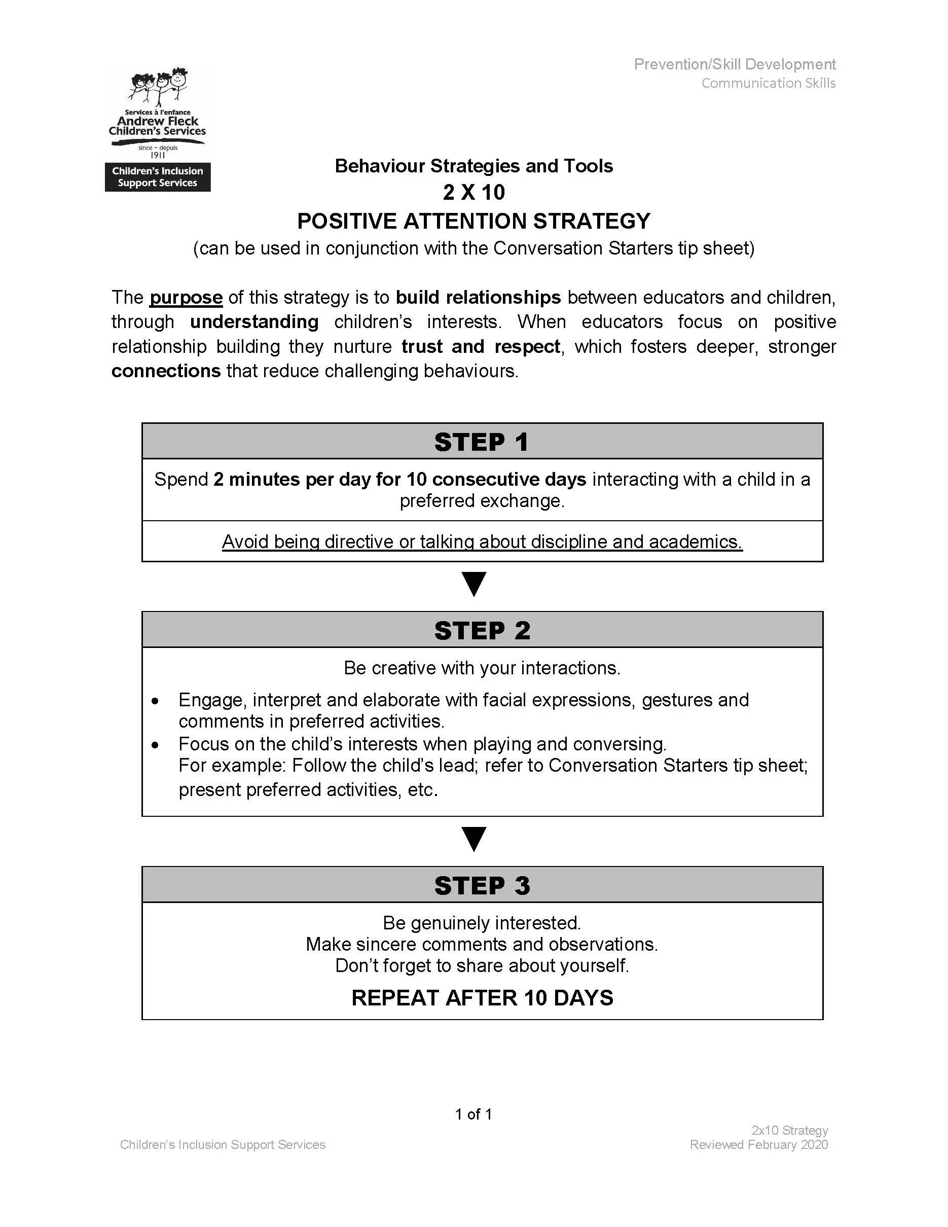 2022 2x10 Positive Attention Strategy