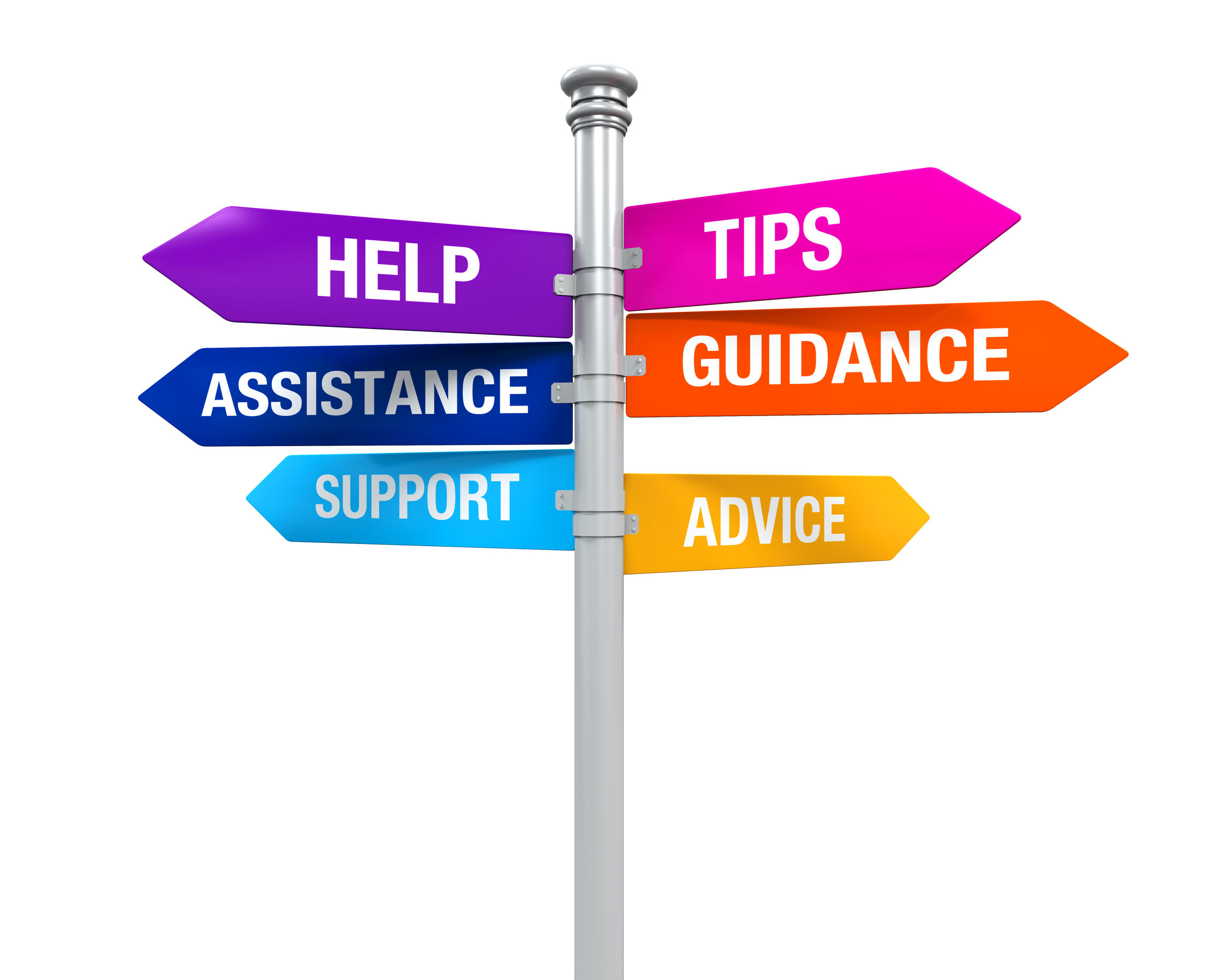 graphic solutionist image of a wayfinder pole with different signs for educators